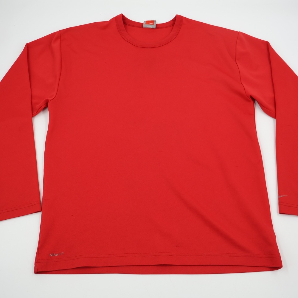 Nike Performance Shirt Mens Medium Red Long Sleeve Nike FIT DRY 2009 Vintage